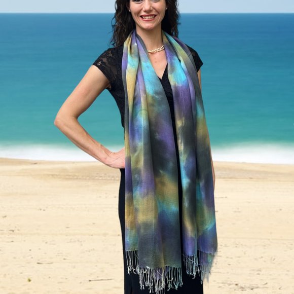 Blue Sky Modal Silk Watercolor Scarf - Picture 1 of 3
